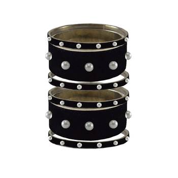 Black Moti Stud Brass Bangle 1