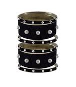 Black Moti Stud Brass Bangle