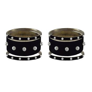 Black Moti Stud Brass Bangle 2