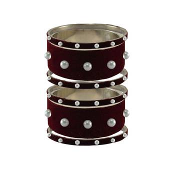 Dark Maroon  Moti Stud Brass Bangle 1