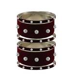 Dark Maroon  Moti Stud Brass Bangle