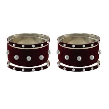 Dark Maroon  Moti Stud Brass Bangle 2