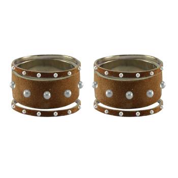 Dark Brown Moti Stud Brass Bangle 2
