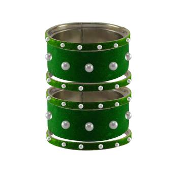 Green Moti Stud Brass Bangle 1