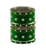 Green Moti Stud Brass Bangle
