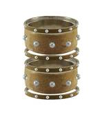 Light Brown  Moti Stud Brass Bangle