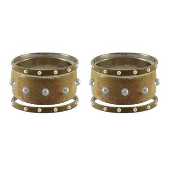 Light Brown  Moti Stud Brass Bangle 2