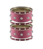 Dark Pink Moti Stud Brass Bangle