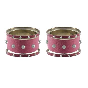 Dark Pink Moti Stud Brass Bangle 2