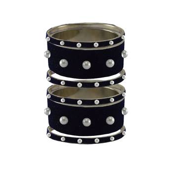Dark Blue Moti Stud Brass Bangle 1