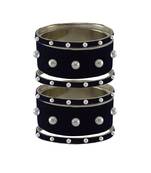 Dark Blue Moti Stud Brass Bangle