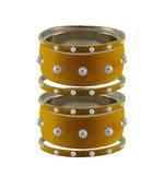 Light Brown  Moti Stud Brass Bangle