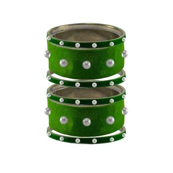 Green Moti Stud Brass Bangle 1