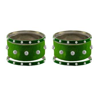 Green Moti Stud Brass Bangle 2