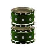 Dark Green Moti Stud Brass Bangle