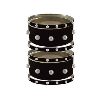 Black Moti Stud Brass Bangle 1