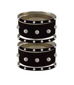 Black Moti Stud Brass Bangle