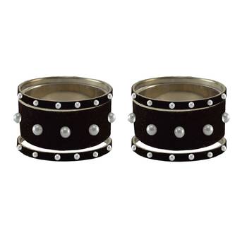 Black Moti Stud Brass Bangle 2