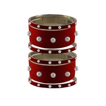 Red Moti Stud Brass Bangle 1