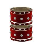 Red Moti Stud Brass Bangle