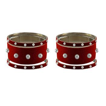 Red Moti Stud Brass Bangle 2