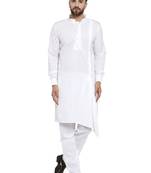 White Plain Linen Kurta Pajama