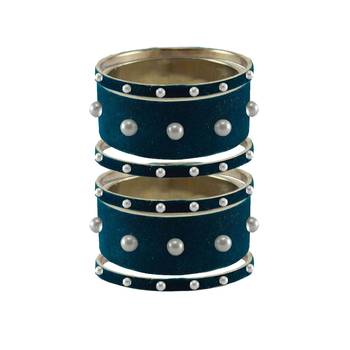 Voilet Moti Stud Brass Bangle 1