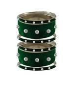 Green Moti Stud Brass Bangle