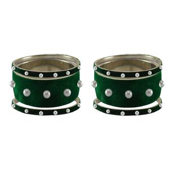 Green Moti Stud Brass Bangle 2