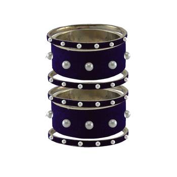 Dark Blue Moti Stud Brass Bangle 1