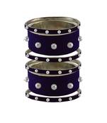 Dark Blue Moti Stud Brass Bangle