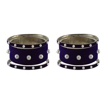 Dark Blue Moti Stud Brass Bangle 2