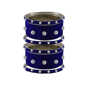Blue Moti Stud Brass Bangle 1