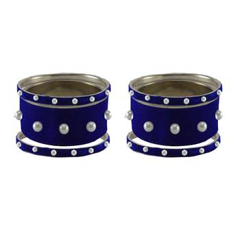 Blue Moti Stud Brass Bangle 2