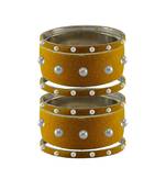 Light Brown  Moti Stud Brass Bangle