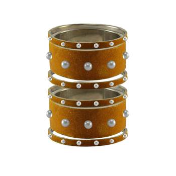 Dark Brown Moti Stud Brass Bangle 1