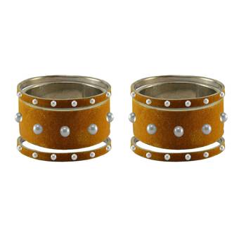 Dark Brown Moti Stud Brass Bangle 2