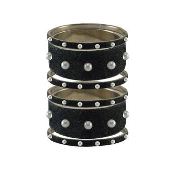 Grey Moti Stud Brass Bangle 1