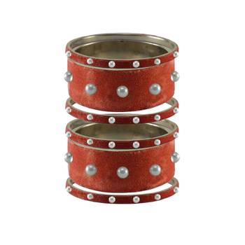 Peach Moti Stud Brass Bangle 1