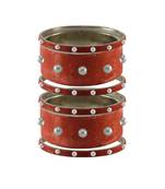 Peach Moti Stud Brass Bangle