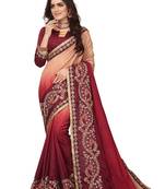 Maroon Embroidered Silk Saree With Blouse