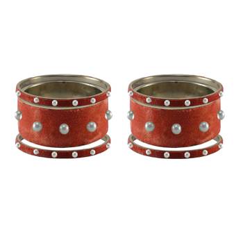 Peach Moti Stud Brass Bangle 2