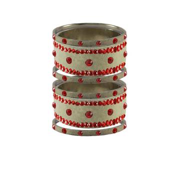 Cream Stone Stud Brass Bangle 1