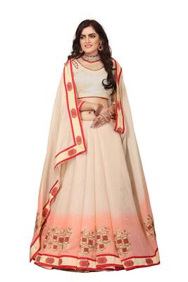Cream Embroidered Cotton Silk Saree With Blouse 2
