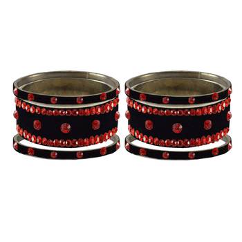 Black Stone Stud Brass Bangle 2