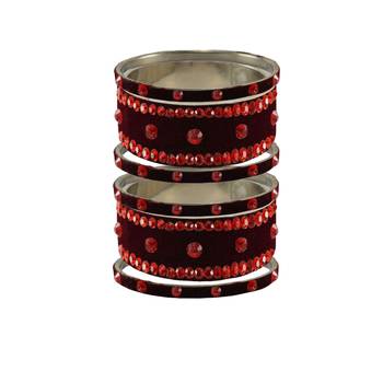 Dark Maroon  Stone Stud Brass Bangle 1