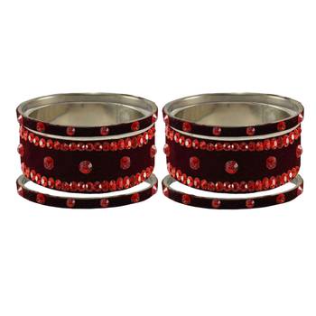 Dark Maroon  Stone Stud Brass Bangle 2