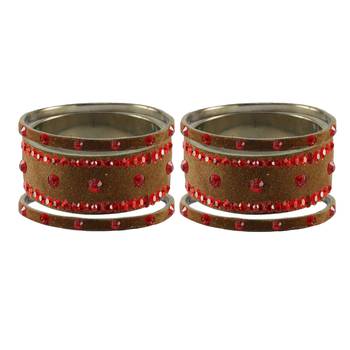 Dark Brown Stone Stud Brass Bangle 2
