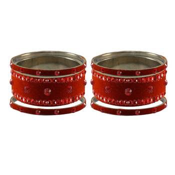 Orange Stone Stud Brass Bangle 2