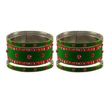 Green Stone Stud Brass Bangle 2